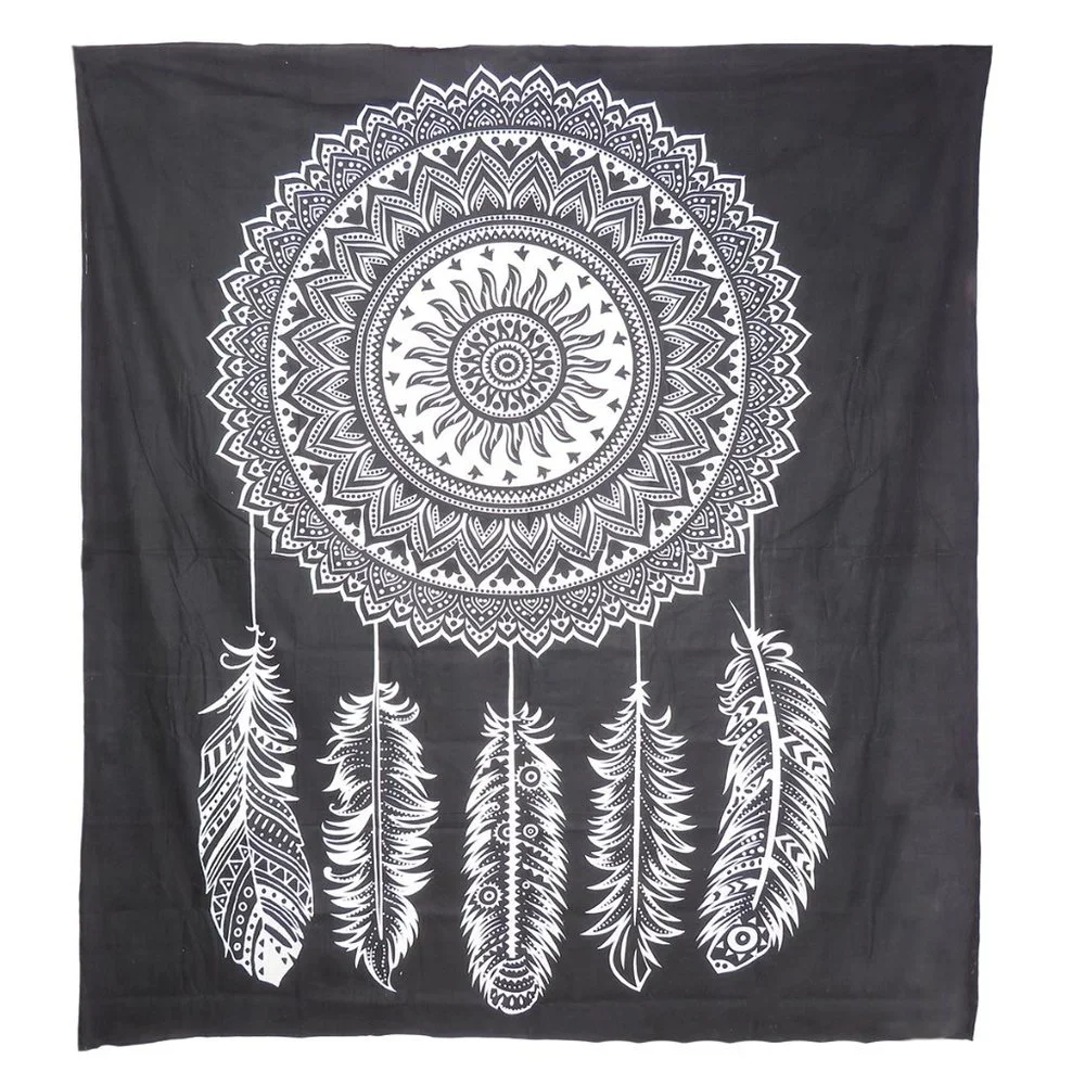 Oussum Black & White Mandala Wall Décor Bohemian Tapestry for Bedroom Decoration